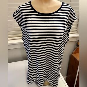 Cabi size L striped knit top / tee. Navy and white.